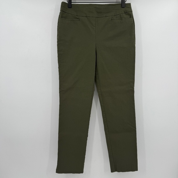 Chicos Pants Women 6 Green Pull On Stretch Ankle Nylon Blend Pockets Tech Office - Picture 1 of 11